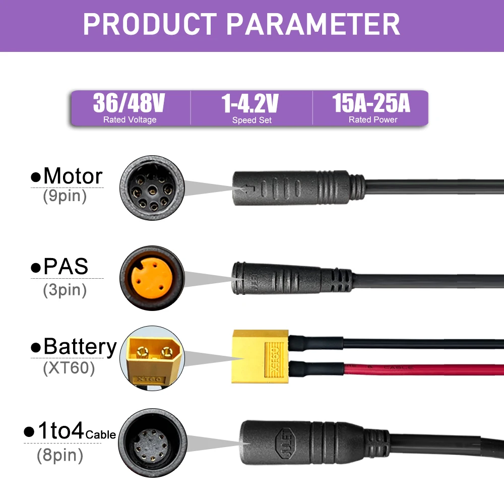 Waterproof Electric Bicycle Brushless Controller, E-Bike KT, Use for 36V, 48V, 250W-1000W Motor, 15A17A22A25A30A