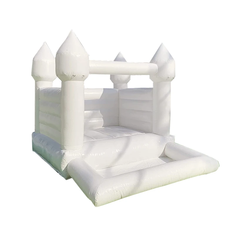 Biała dmuchana zamek karnawałowy komercyjny dla dzieci, zamki dla dzieci na wesele z basenem z piłeczkami, dmuchany zamek karnawałowy.