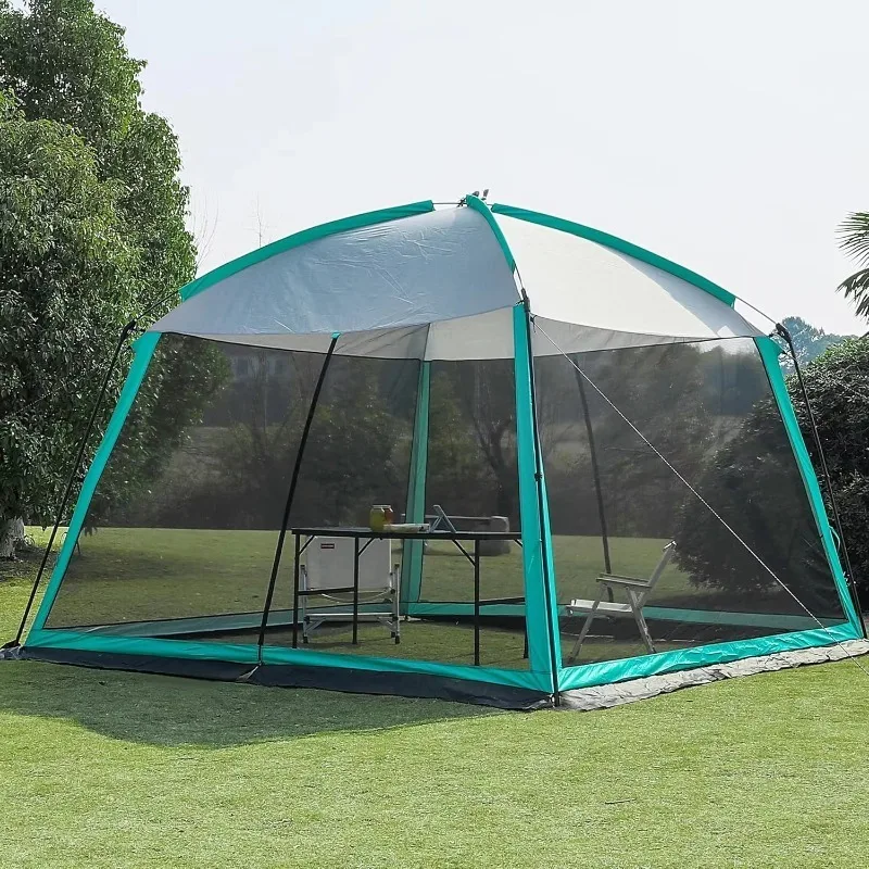 11x11 Ft Summer Waterproof 8-Person Stainless Steel Sunshade Mesh Net Tent Easy Setup Canopy Shelter Gazebo Screen House One