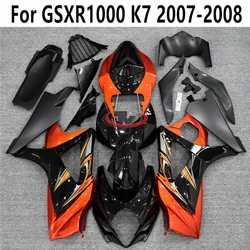 For GSXR1000 K7 2007-2008 Fit GSX R 1000 Bodywork Cowling Bright orange black print Injection Motorcycle Full Fairing Kit