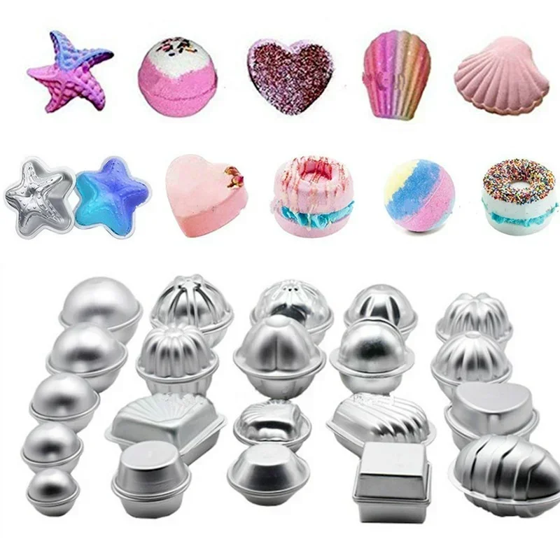 1 Pair Bath Bomb Molds Aluminium Alloy Salt Ball Mould for Soap Homemade DIY Bathing Chocolate Cake Pudding Making Tools