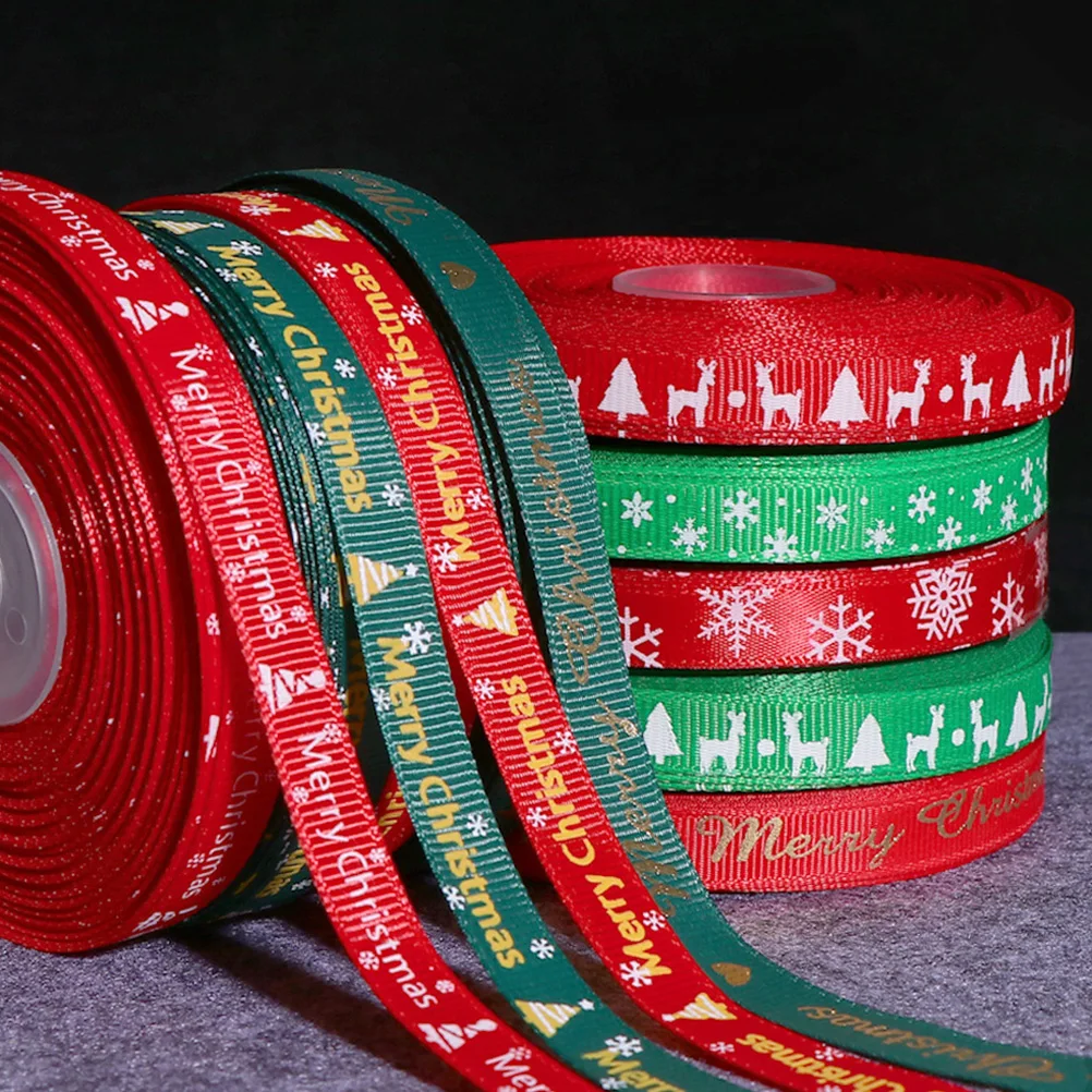 

6Pcs Christmas Themed Ribbons for Gift Boxes Beautiful Craft Ribbons for Wrapping DIY Decorations Xmas Tree Accessories