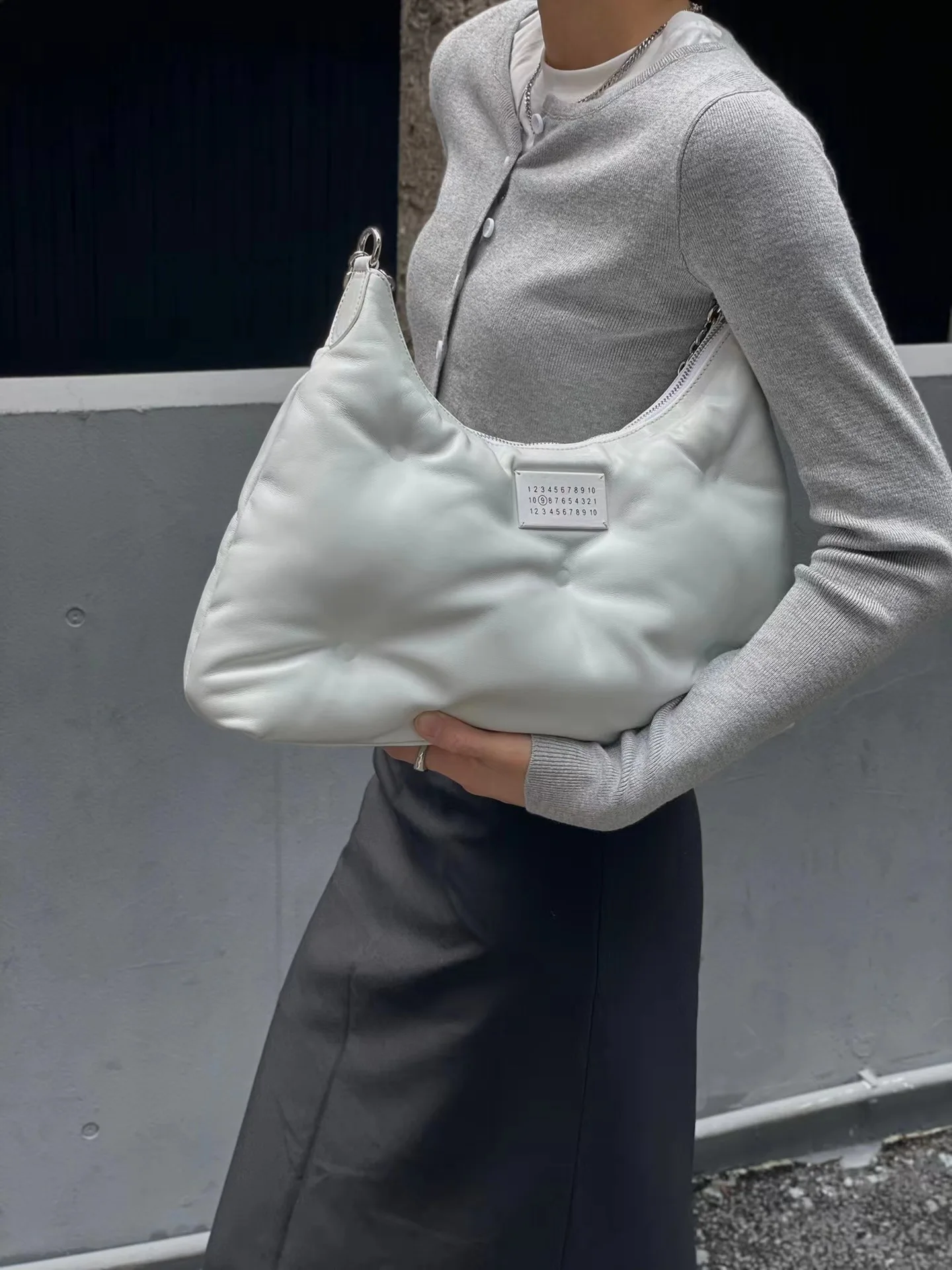 SEMALAYA 2024 Niche design large underarm bag lazy casual shoulder bag crossbody bag Cloud bag real sheepskin