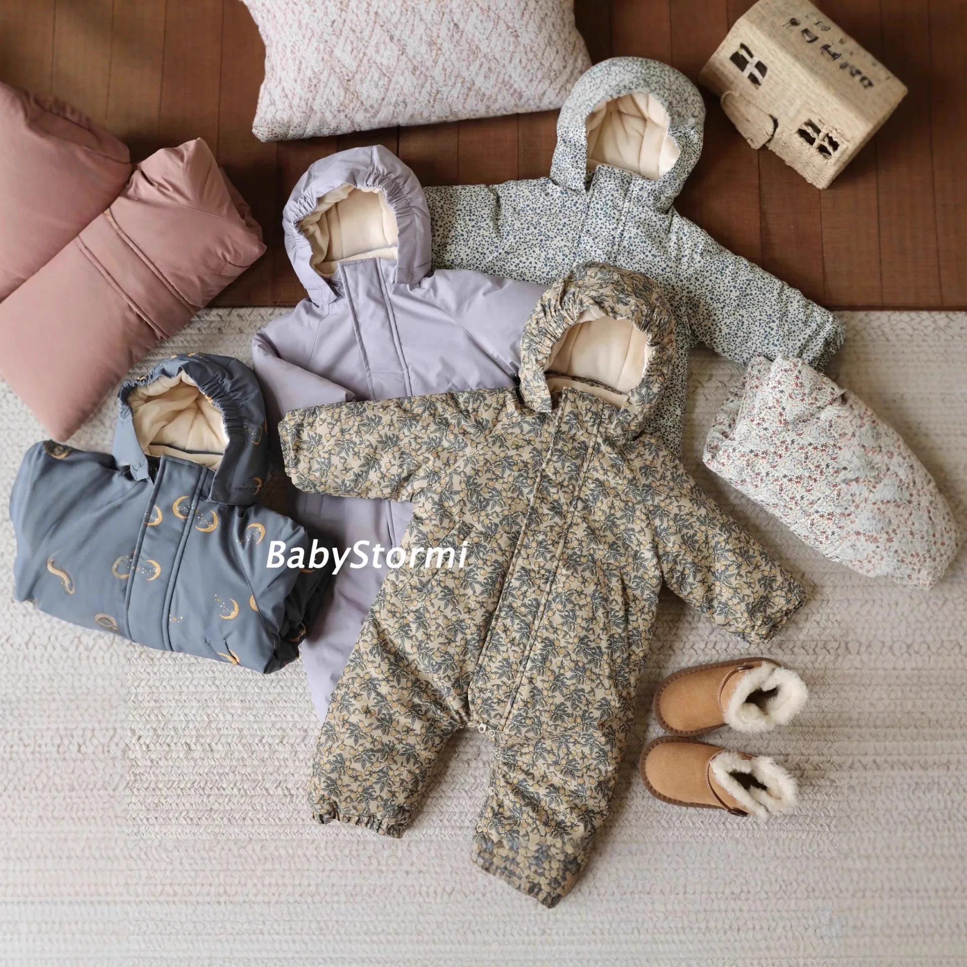 

2026 зимние детские комбинезоны с принтом, одежда для малышей, толстые детские комбинезоны с капюшоном, комбинезон, теплый уличный комбинезон