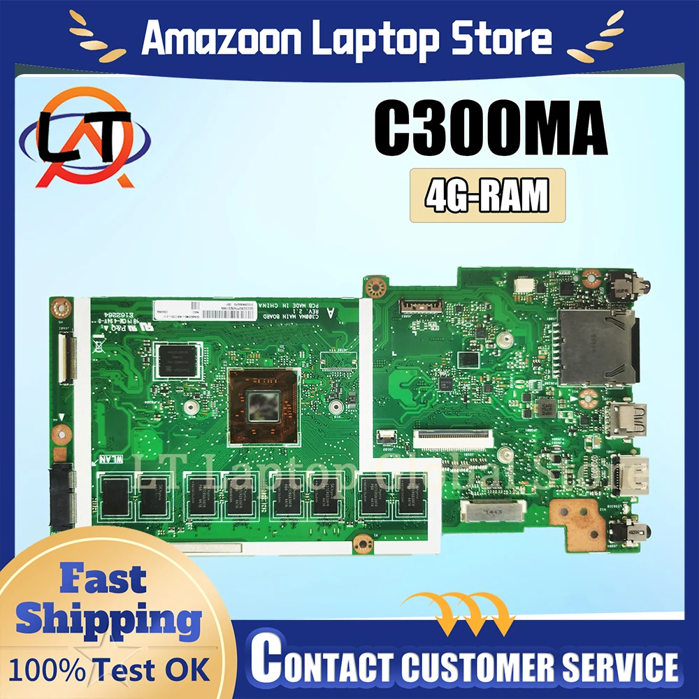 

For ASUS Chromebook C300 C300M Laptop Motherboard C300MA N2830 N2840 CPU 2GB 4GB-RAM 16GB 32GB-SSD Mainboard Tested OK