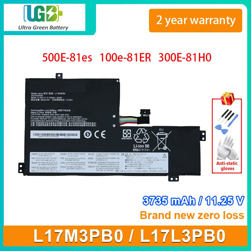 

UGB New L17M3PB0 Laptop Battery For Lenovo chromebook 500E-81es 100e-81ER 300E-81H0 L17C3PG0 L17L3PB0 5B10Q13163