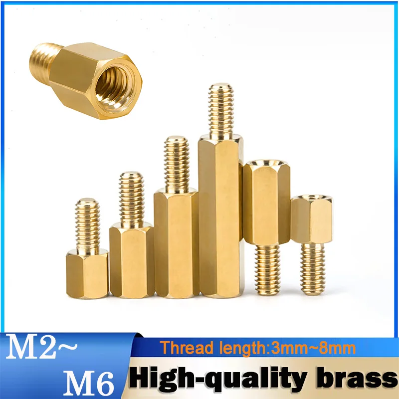2~30Pcs Brass Hex Male Female Standoff M2~M6  Hexagon Spacer Standoffs PCB Column Motherboard Spacer Bolt Single-head