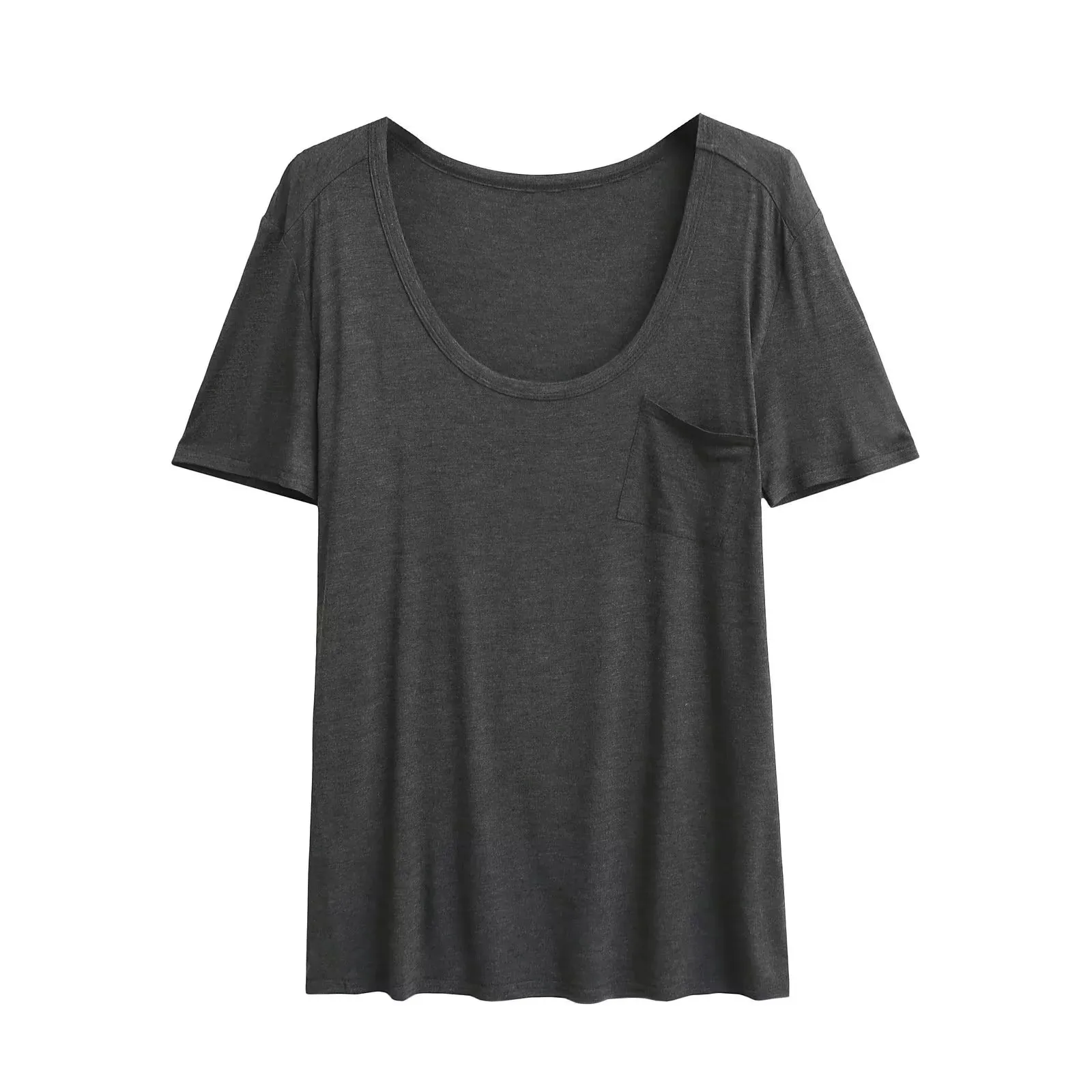 Casual Old Money Style Versatile Loose Short-Sleeve Top for Women 2025 New Pullover Large Round Neck Slimming T-Shirt   OG9A
