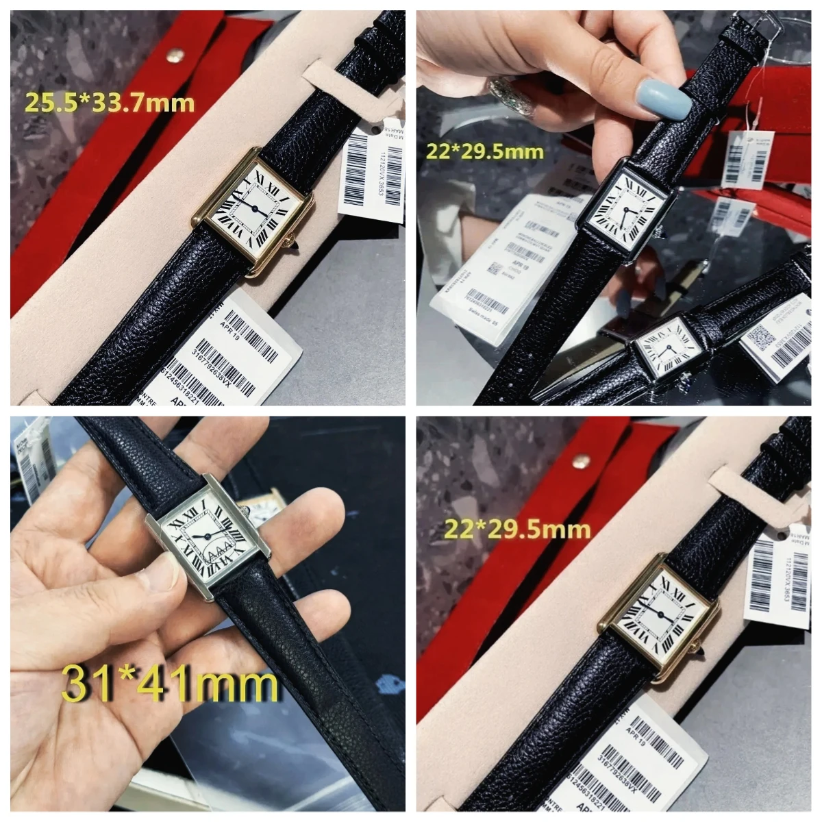 Модные женские кварцевые часы для мужчин, квадратные, с черным кожаным ремешком, в стиле Gold Tanks, наручные часы