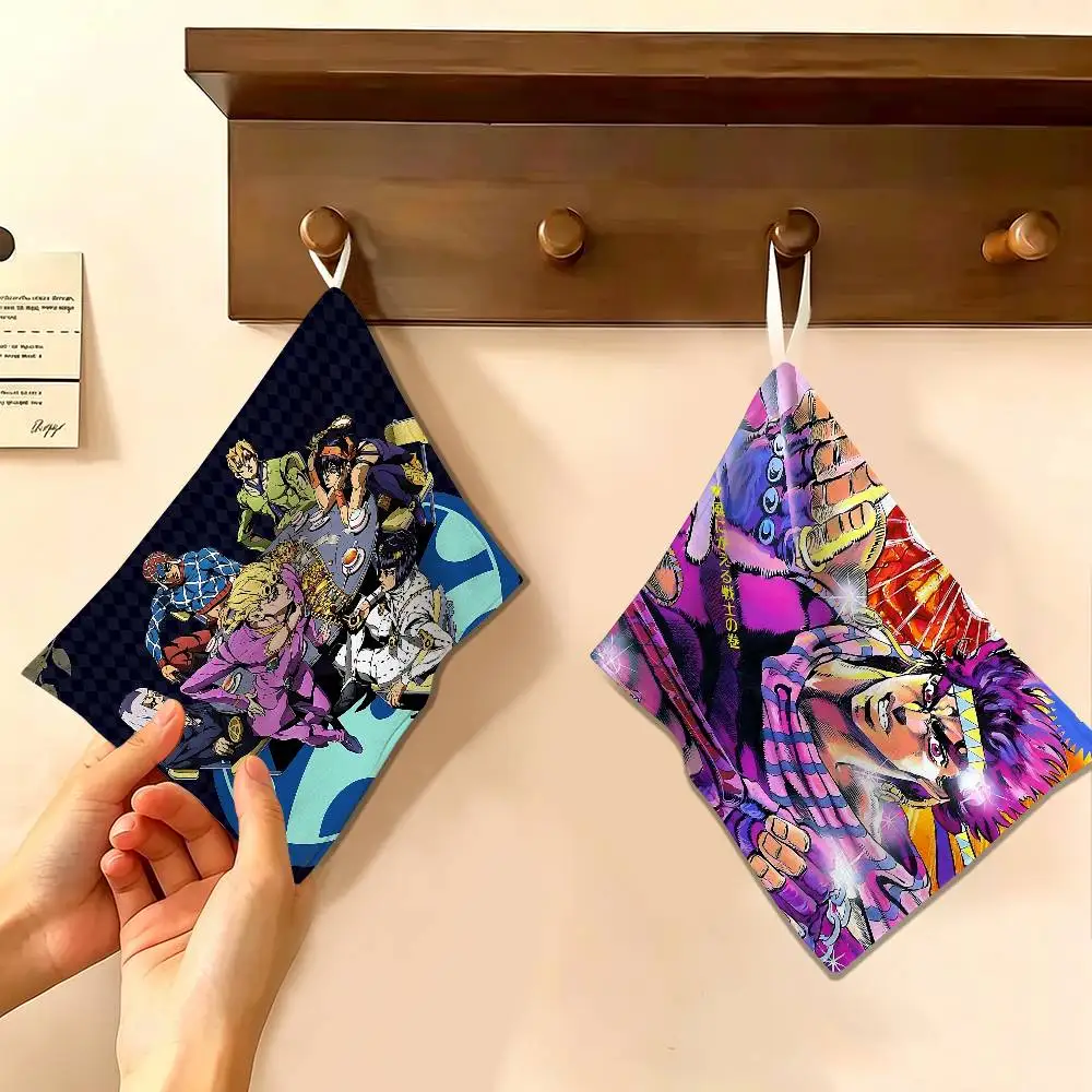 Adventure Anime Jojo Bizarre Adventure Polyester Cotton Hand Wiping Towel, Hanging Towel, Quick Dry for Kitchen Bathroom Daily