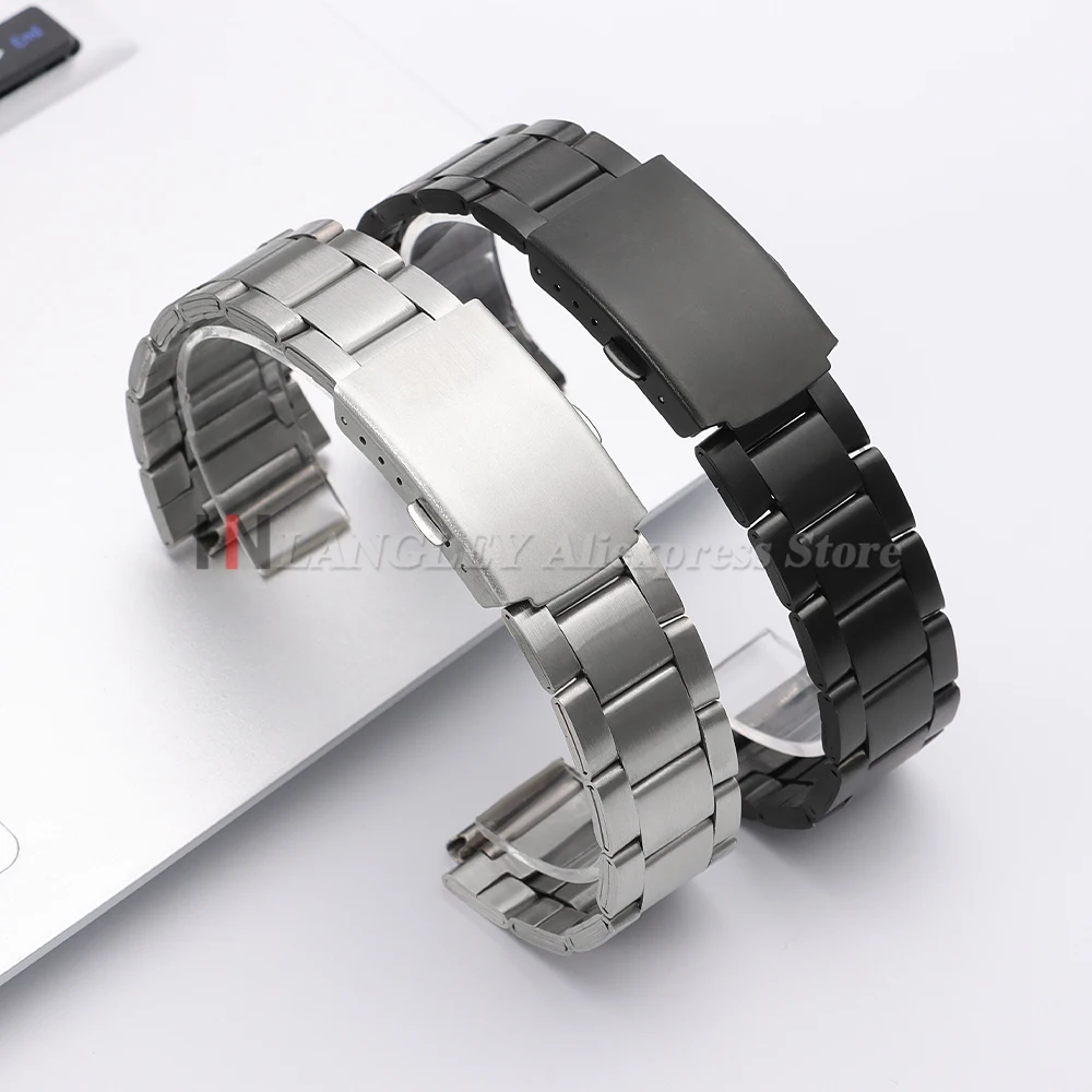카시오 F-108/W-218 F91W F84 W-800H SGW400 AE-1200/1300 남성용 스포츠 접이식 버클 팔찌용 18mm 스테인레스 스틸 시계 스트랩