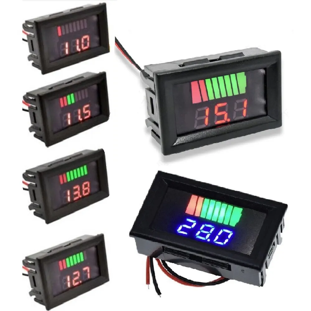 12V 24V 36V 48V 60V Car Battery Charge Level Indicator Lithium Battery Capacity Meter Tester Display LED Tester Voltmeter