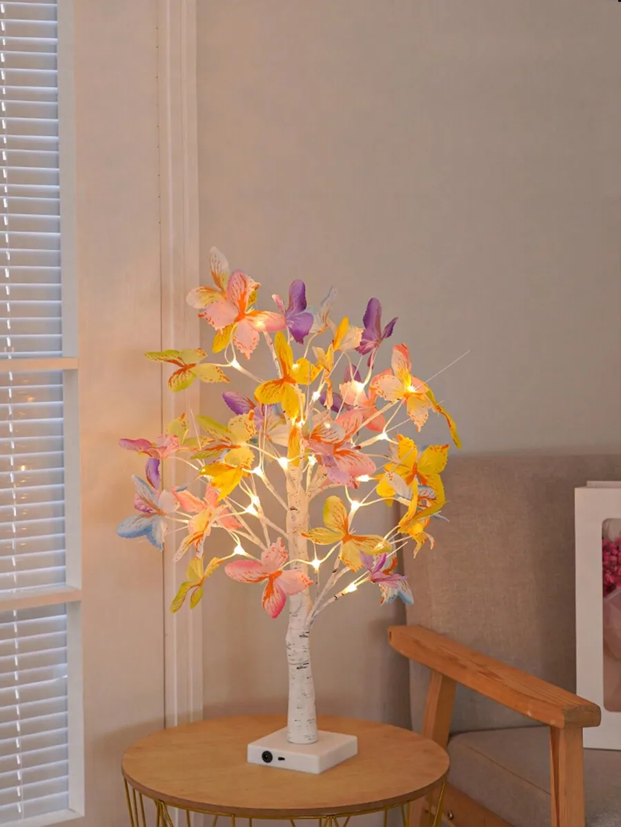 1PC 24LED 다채로운 나비 나무 램프 모양 램프 장식 램프, 배터리 구동, 배터리 없음, 방에 사용, 파티 장식