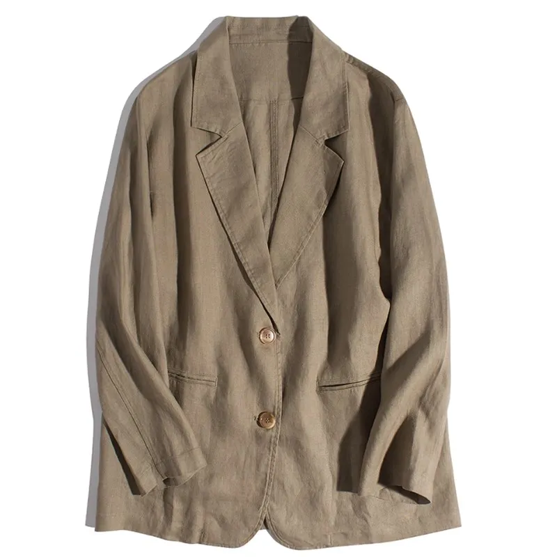 بدلة كتان نسائية Jaet كاجوال طويلة Sve عتيقة شعور راقي لربيع الخريف متعددة الاستخدامات من القطن والكتان قمة عصرية #4