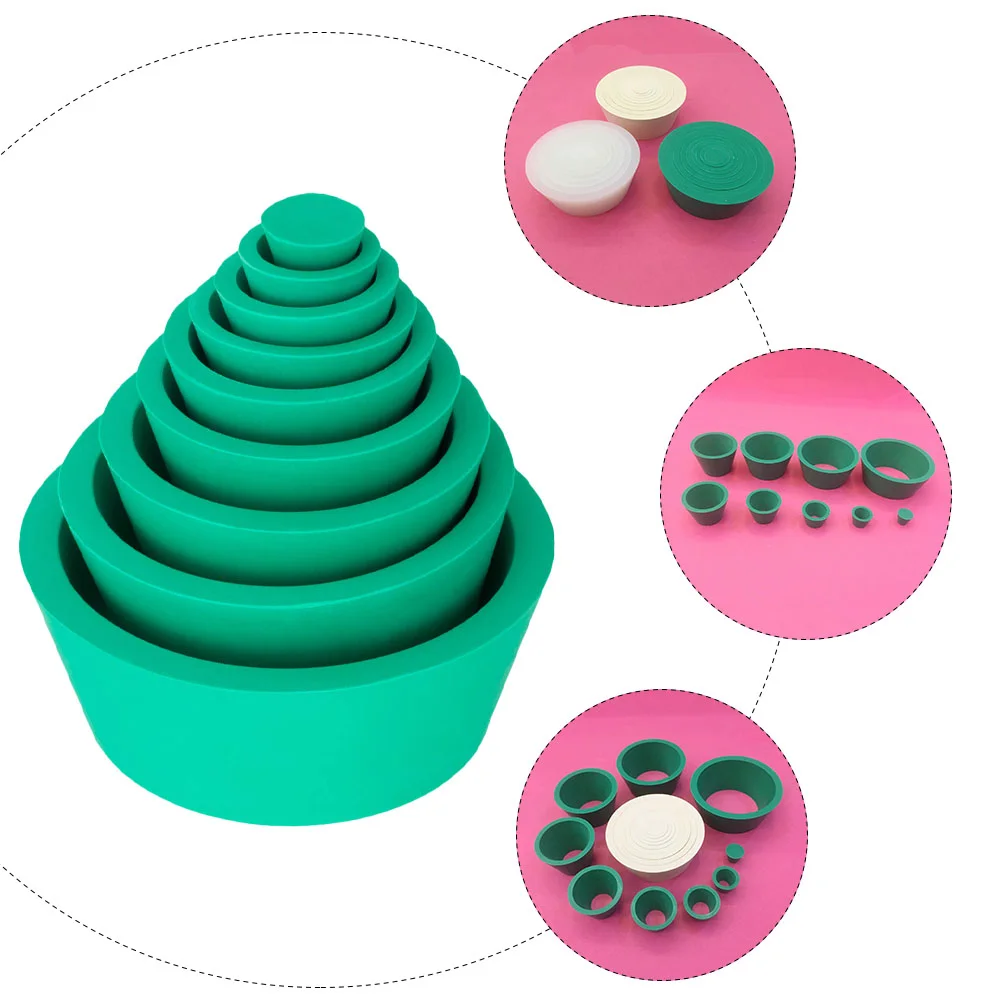 9 Pcs Funnel Suction Bottle Mat Filtration Adapter Filter Cone Assemblies Smooth Rubber Stopper Green