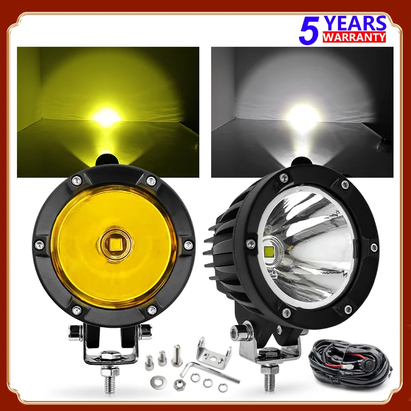 HAOLIDE 4inch Led Motorcycle Driving Running Work Light 12V 24V Spot Combo Hi/Lo Beam Super Bright Led Lights Auto Fog Lamp