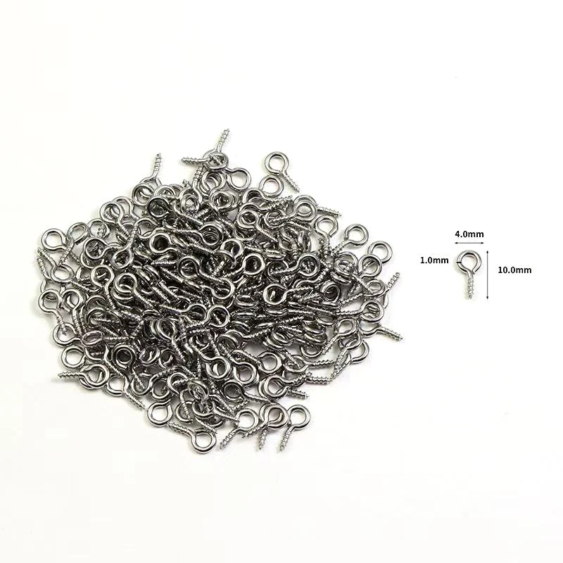 100 Stück Edelstahl Augen Nagelschraube Winzige Mini-Augennadeln Haken Ösen für Perlen Charms Anhänger DIY Schmuck Halskette Erkenntnisse – Detail 5