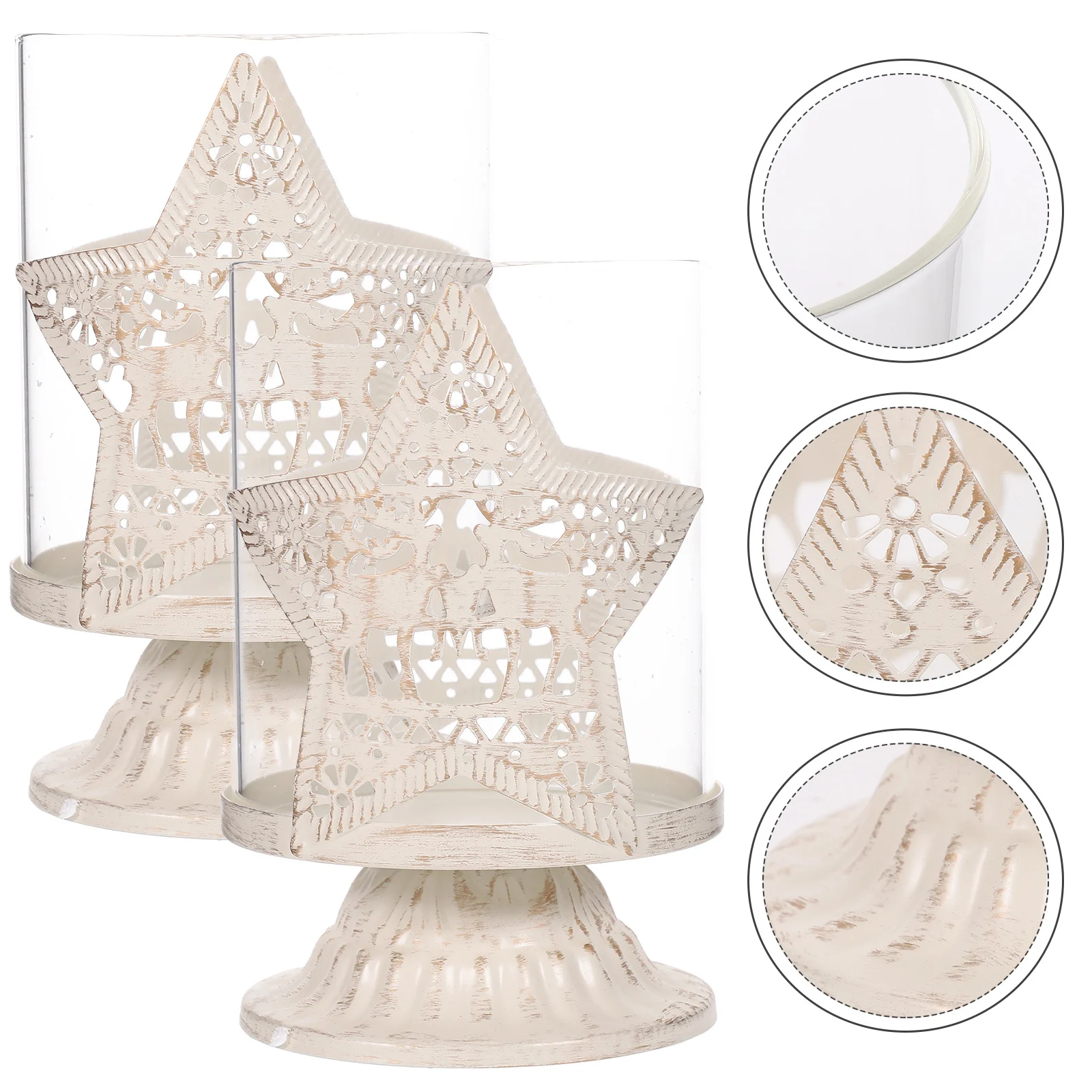 

2Pcs Star Pattern Holder Decorative Candlestick Tabletop Decor Romantic Stand Christmas Gift Candleholder