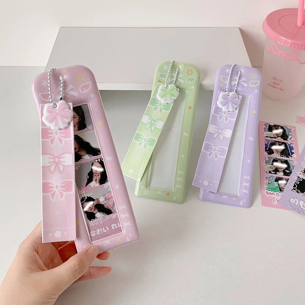 Cartoon Bow Life Four Grid Card Set with Pendant, Star Chaser Vertical Four Grid Card Set, Hollow Head Sticker Card Set