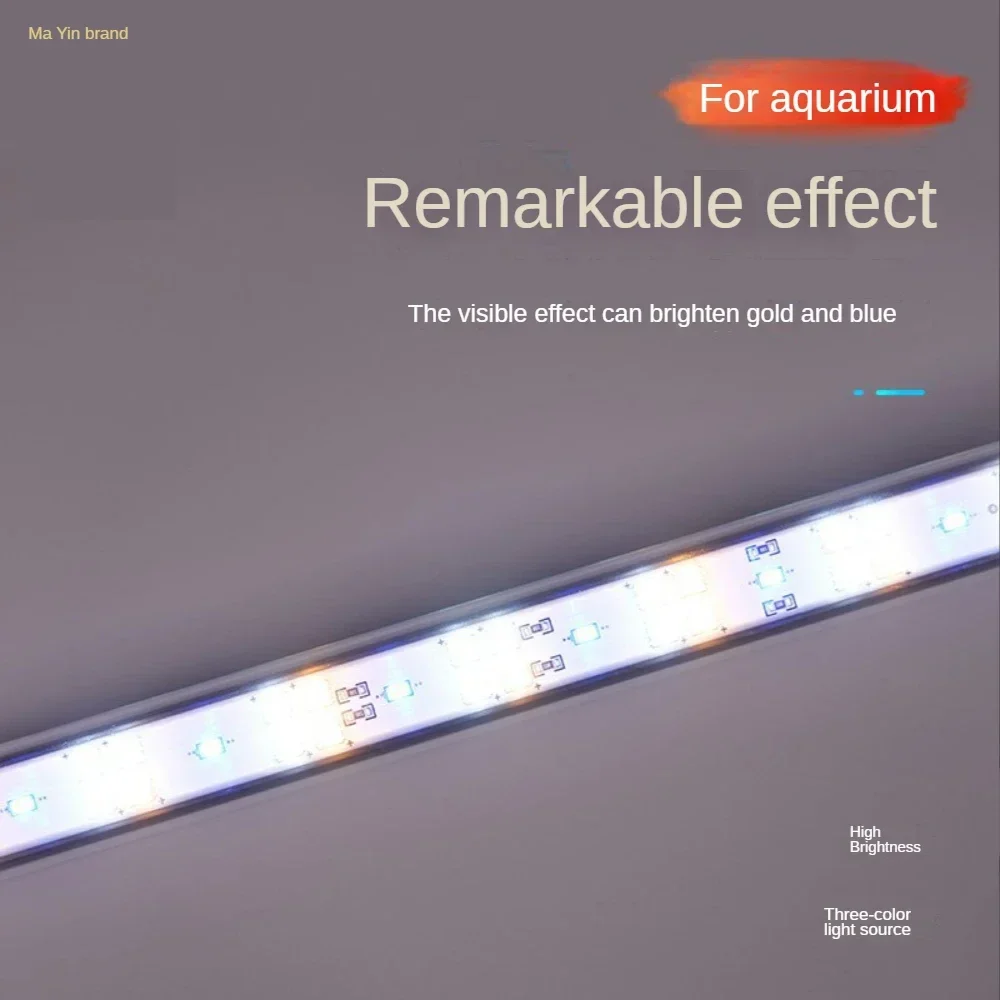 

Arowana-Waterproof LED Fish Tank Aquarium Light, 2 Modes, Gold Blue, White Glass, 3 Color Light Source, Brightening Water Plant