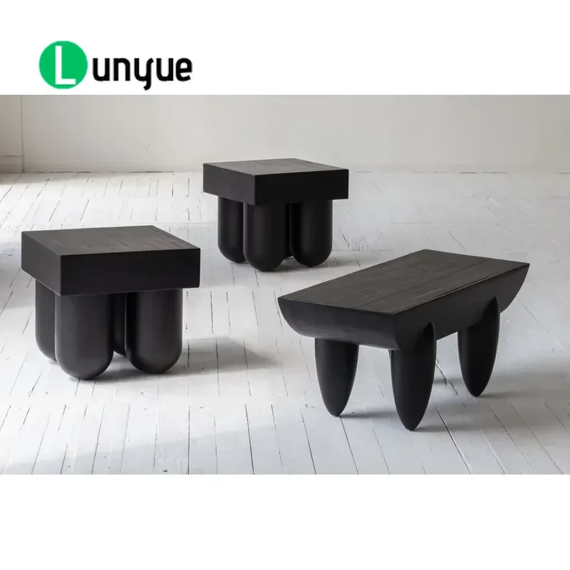Luxury Antique White Pine Wood Coffee Table Recycled Black Living Room Furniture Modern Home Decor Centerpiece Durable