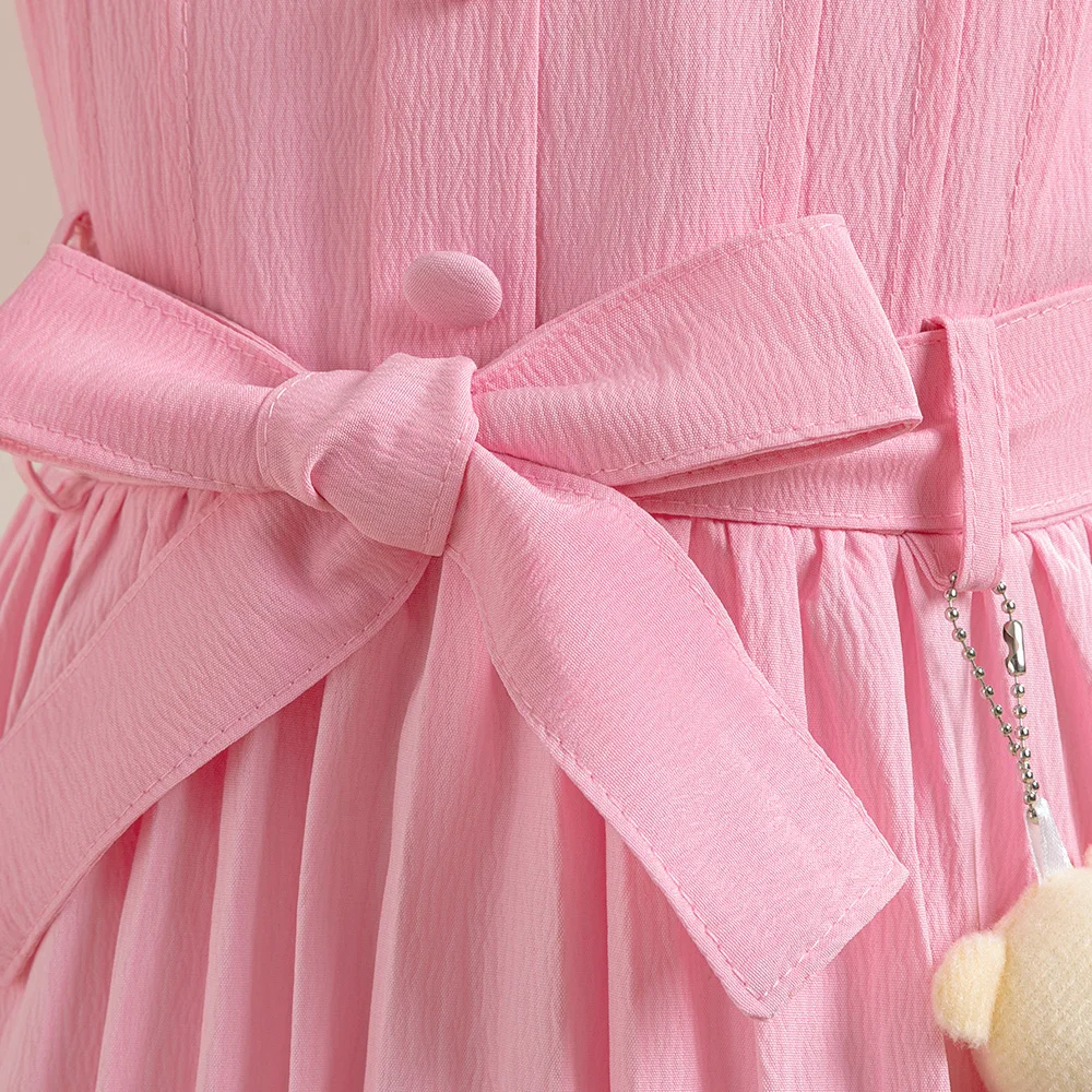 Abiti da festa di compleanno per ragazze estive fiocco rosa elegante vestito da principessa per bambini per ragazza abito da ballo di nozze costumi