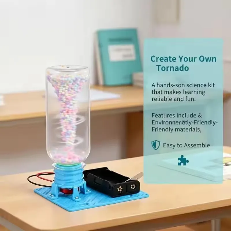 

Electric Vortex Tornado Puzzle Assembly Toy DIY Physical Science Experiment Kit STEM Educational Desktop Model for Children