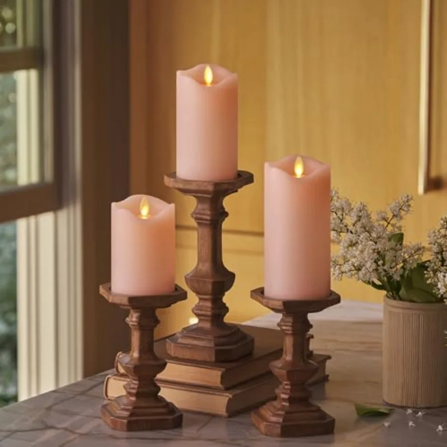 

by Luminara - Flameless LED Battery Operated Flickering Pillar Candles - - Set of 3 - Indoor Outdoor Decor Safe