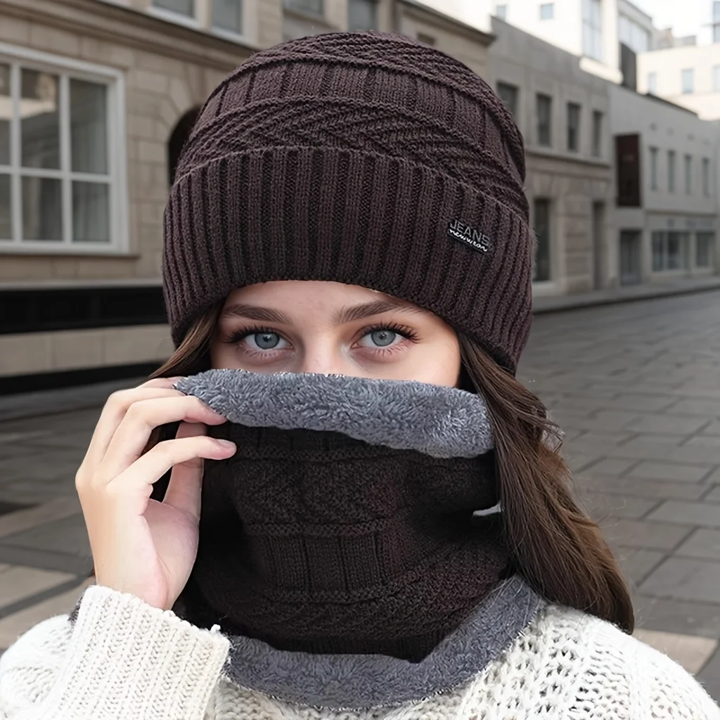 دفء الشتاء 2 قبعات نسائية شتوية مبطنة داخلية من الصوف مقاومة للرياح وأقراط دافئة للاستخدام في الطقس البارد في الهواء الطلق