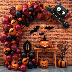 100Pcs Halloween Bat Balloon Garland Arch Kit For Ghost Festival Birthday Party Theme Burgundy Red Black Gold Balloon Decoration