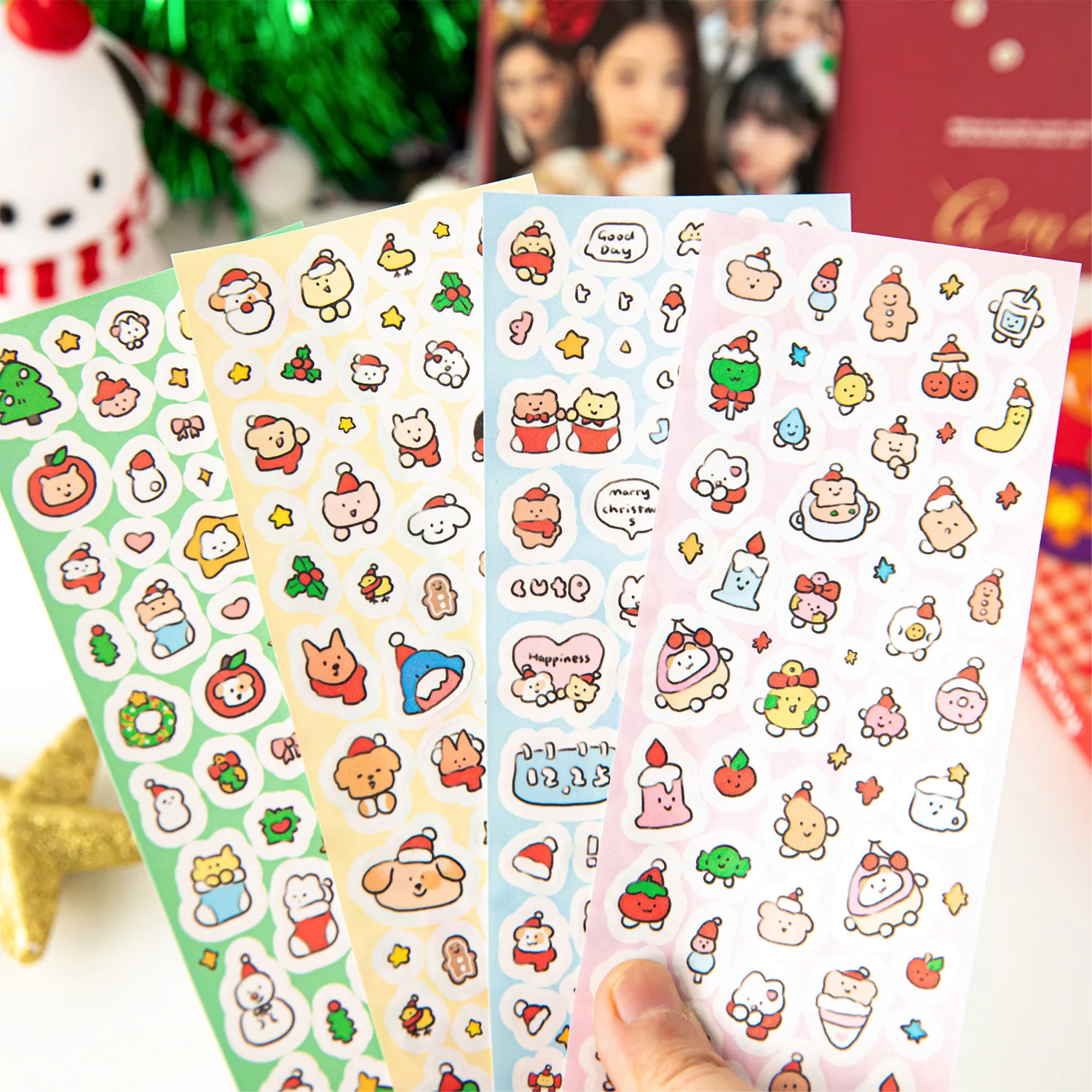 

1 шт. Милая Рождественская наклейка с рисунком животных Kpop Idol фото карта Toploader Deco Наклейки для скрапбукинга DIY Журнал