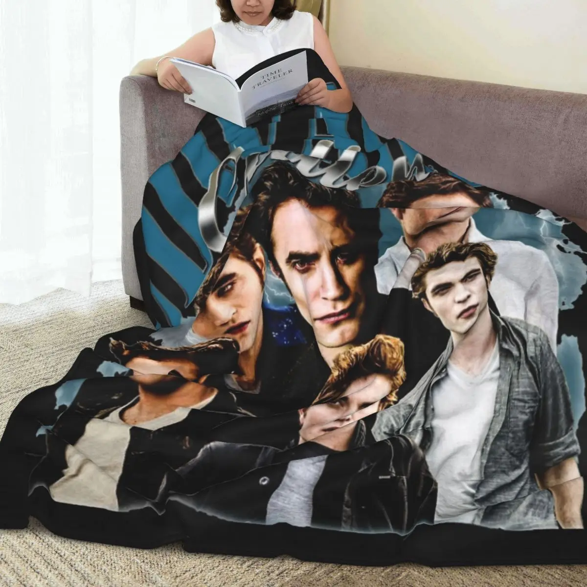 Edward Cullen Retro 90 Homage Twilight Blanket Cover Robert Pattinson Wool Throw Blankets Airplane Travel Soft Warm Bedsprea