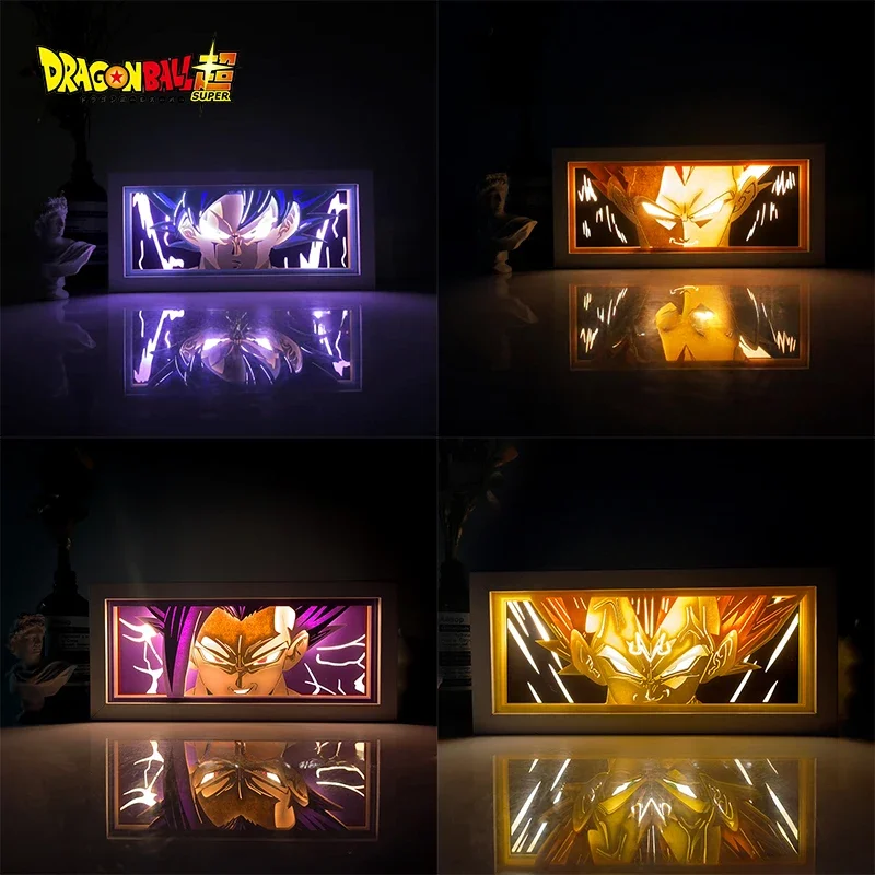 3D LED Light Box Dragon Ball Z Son Goku Kakarotto Vegeta Anime Action Figure Kawaii Paper Carving Lamp for Kids Bitrhday Gift