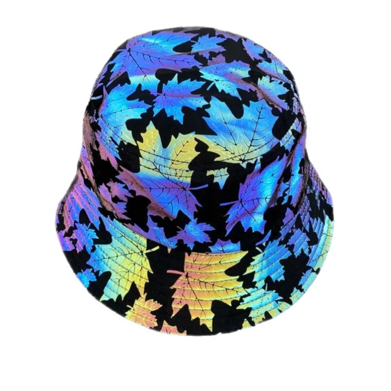 Luminous Rainbow Reflective Fashion Bucket Hats Flash Night Light Fisherman Hat for Night Fish Dancing Dark Vision Chic Apparel - view 6