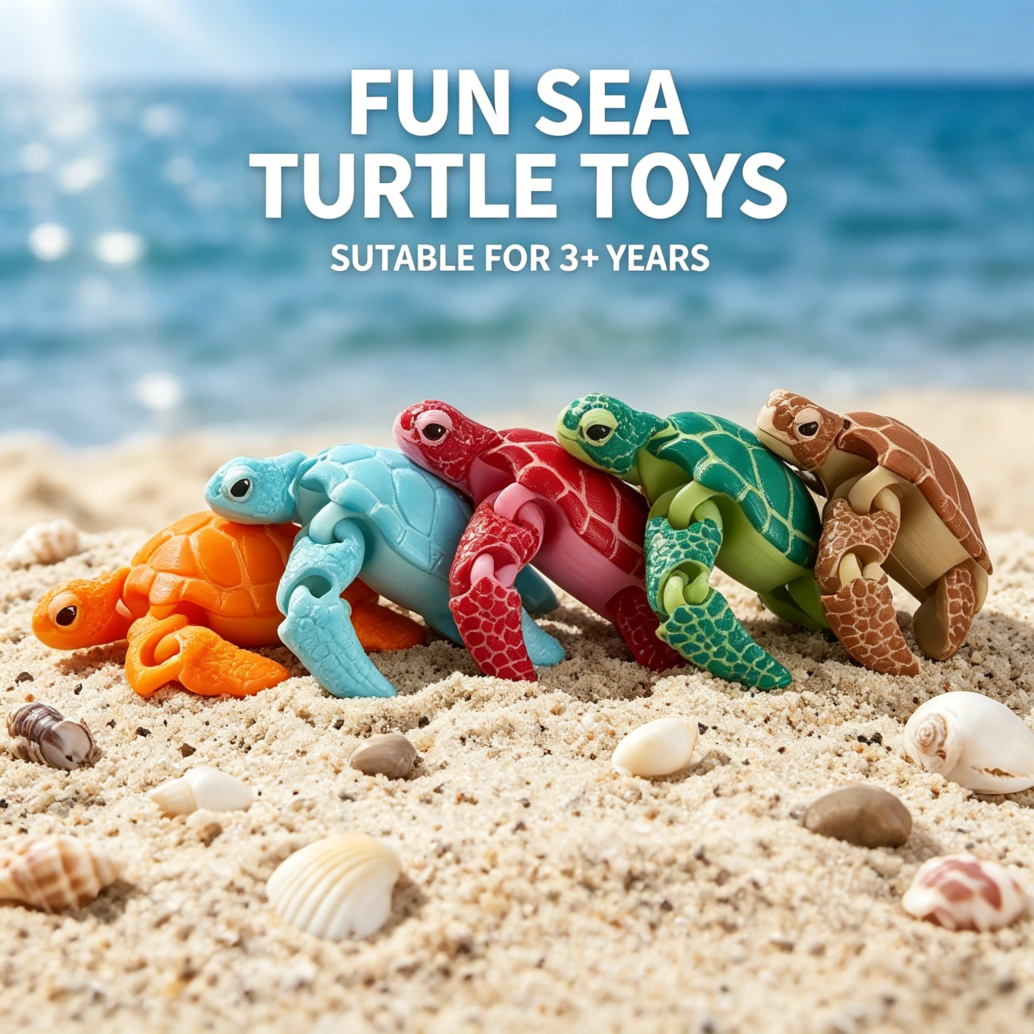 1/5 Stück - 3D-gedruckte bewegliche Schildkrötenfigur, Spielzeug mit beweglichen Gelenken für Kinder, Dekoration für Innen- und Außenbereiche,