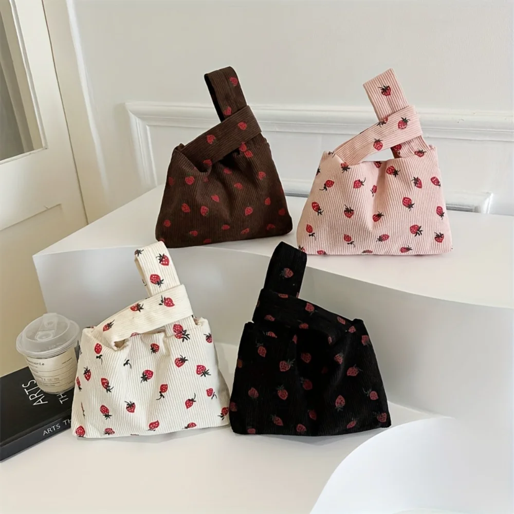 

Sweet Strawberry Knitted Satchel Bag for Women - Classic Crochet Shopping Bag