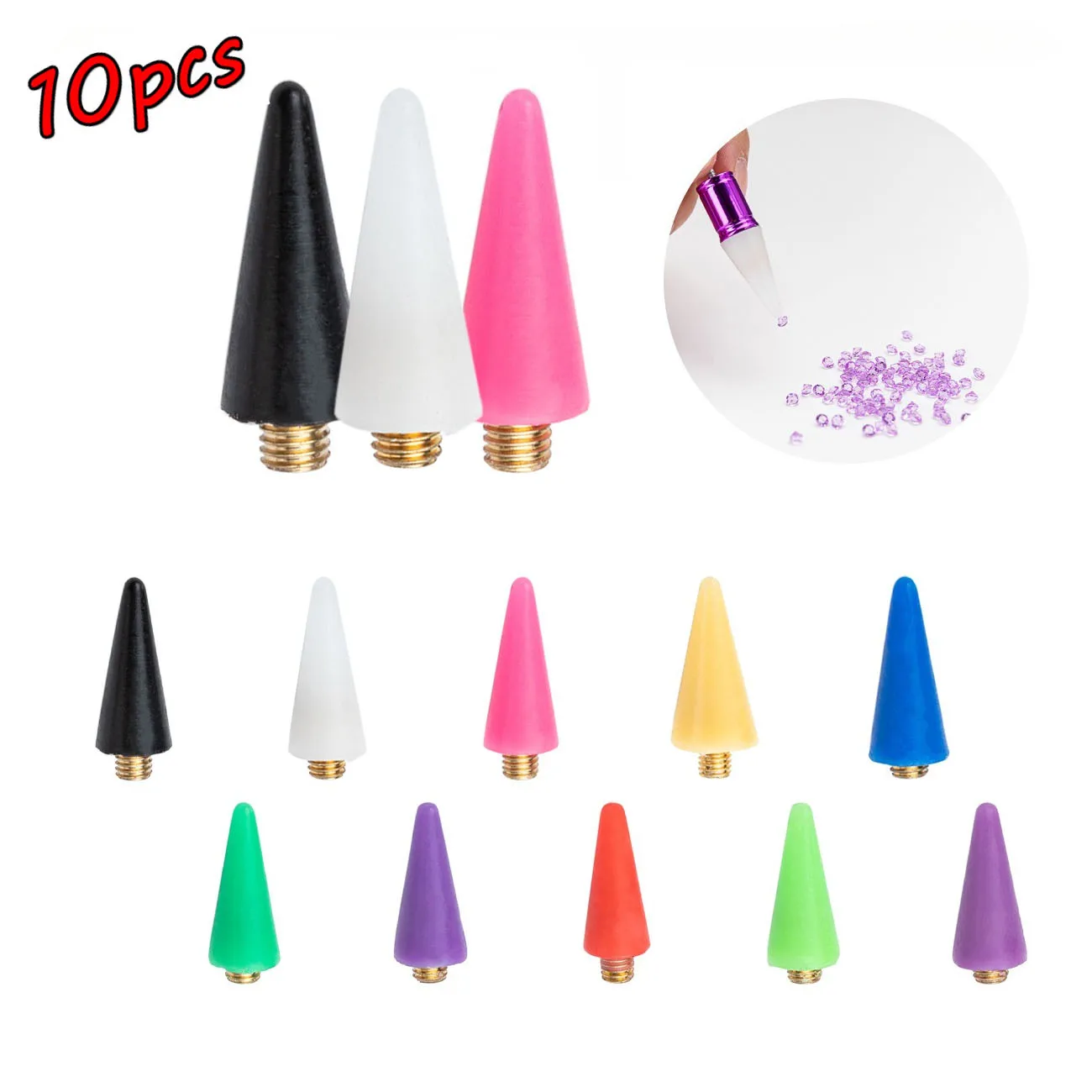 

10pcs Nail Wax Nail Drill Tool Accessories Point Crayons Double Point Drill Crayons Sticky Drill Multi-color Replacement Wax.