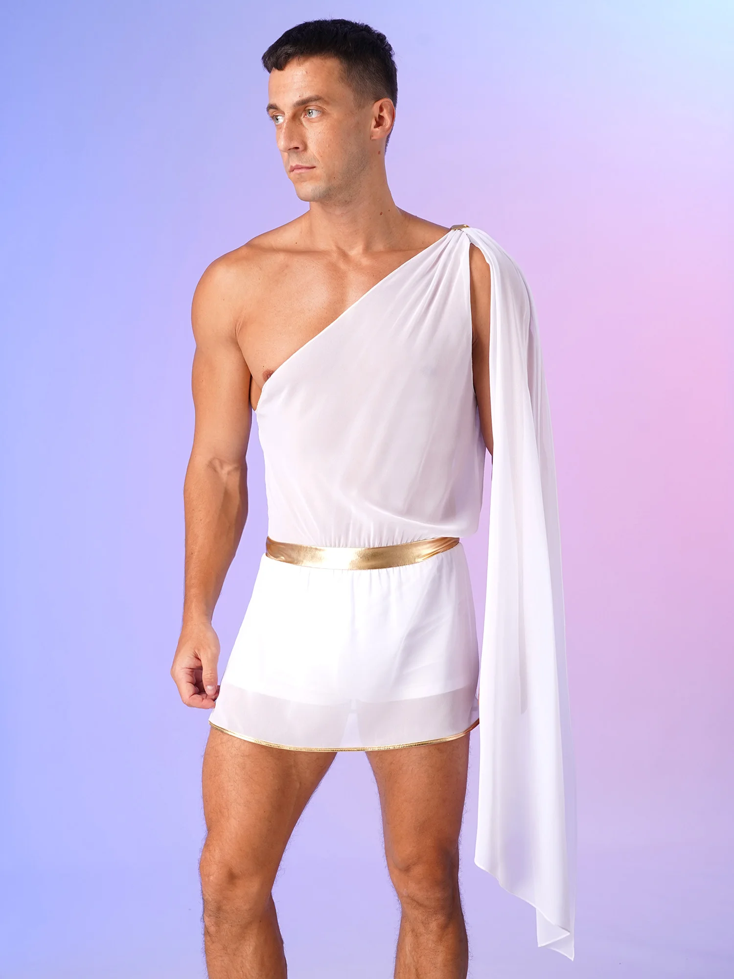 Sr. Toga dos homens Cosplay Halloween, Shorts de um ombro, saia macacões, antigo príncipe grego trajes, boate carnavais, vestir-se