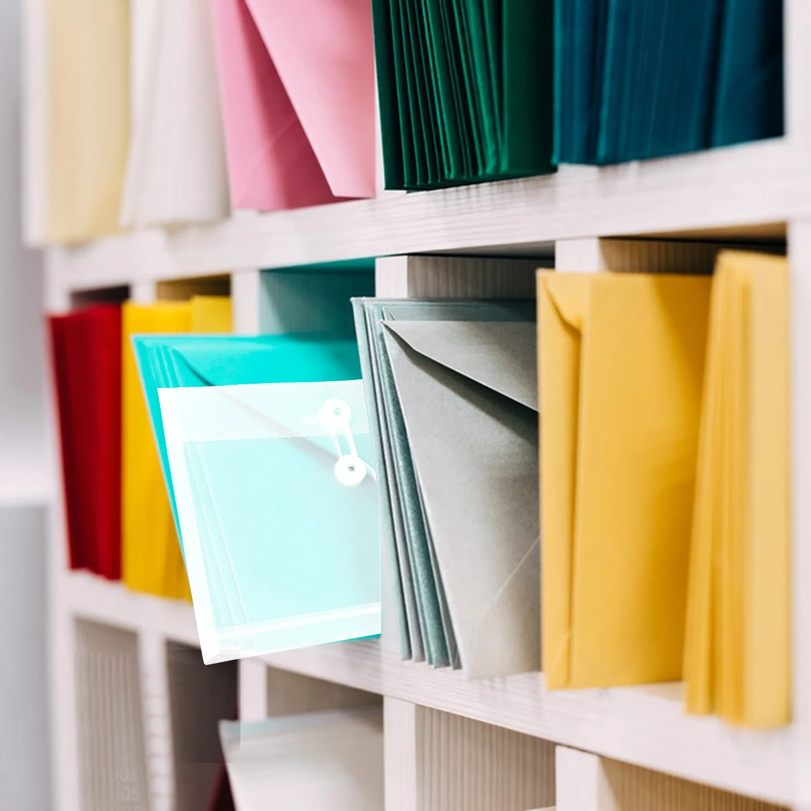 

12Pcs A5 File Folders Clear Envelope Pouches Rope Closure PP Material Large Capacity Receipts Coupons Tickets Organizer