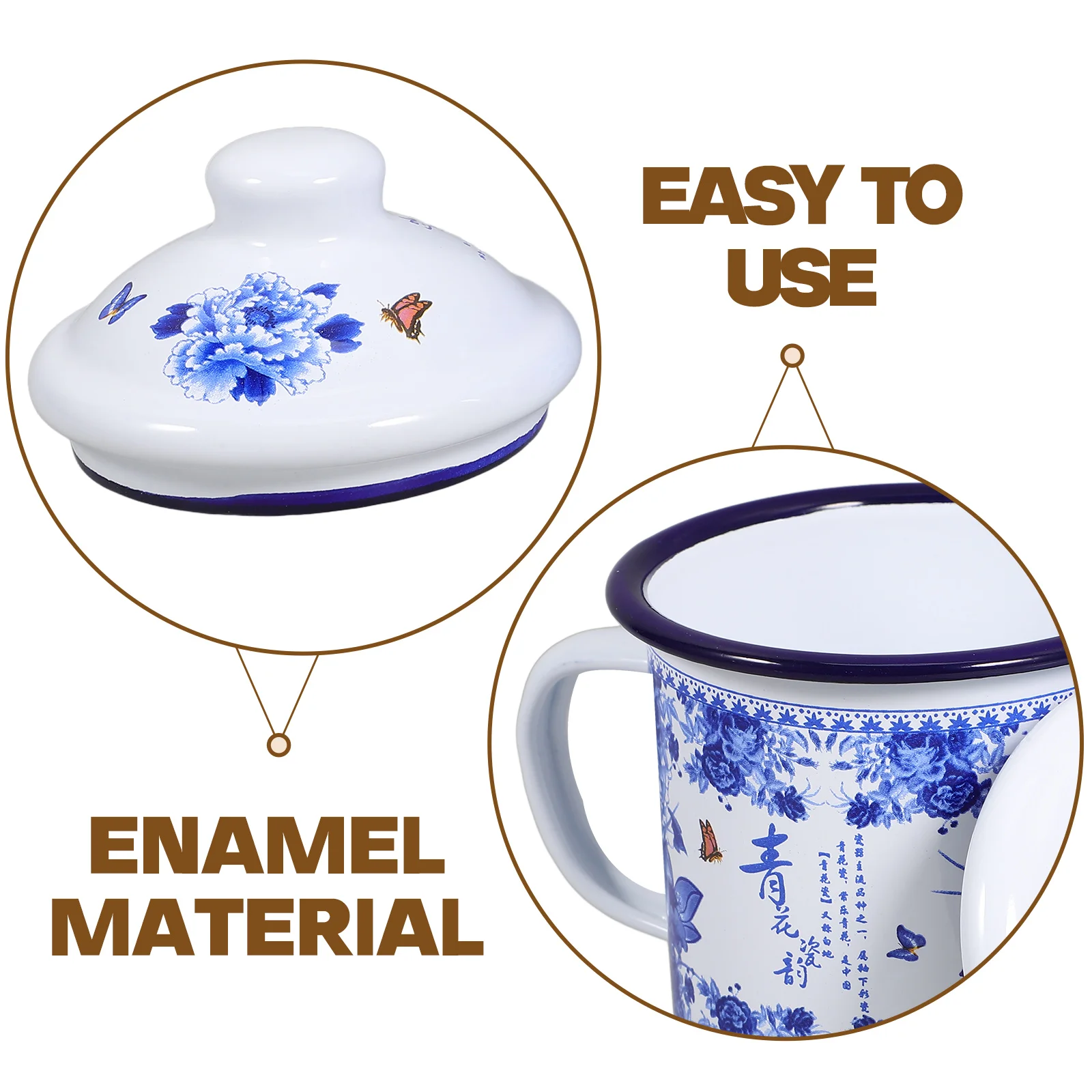 

Enamel Water Cup 500Ml with Lid Portable Tea Mug for Outdoor Indoor Use Stylish Drinking Container Enamel Drinkware