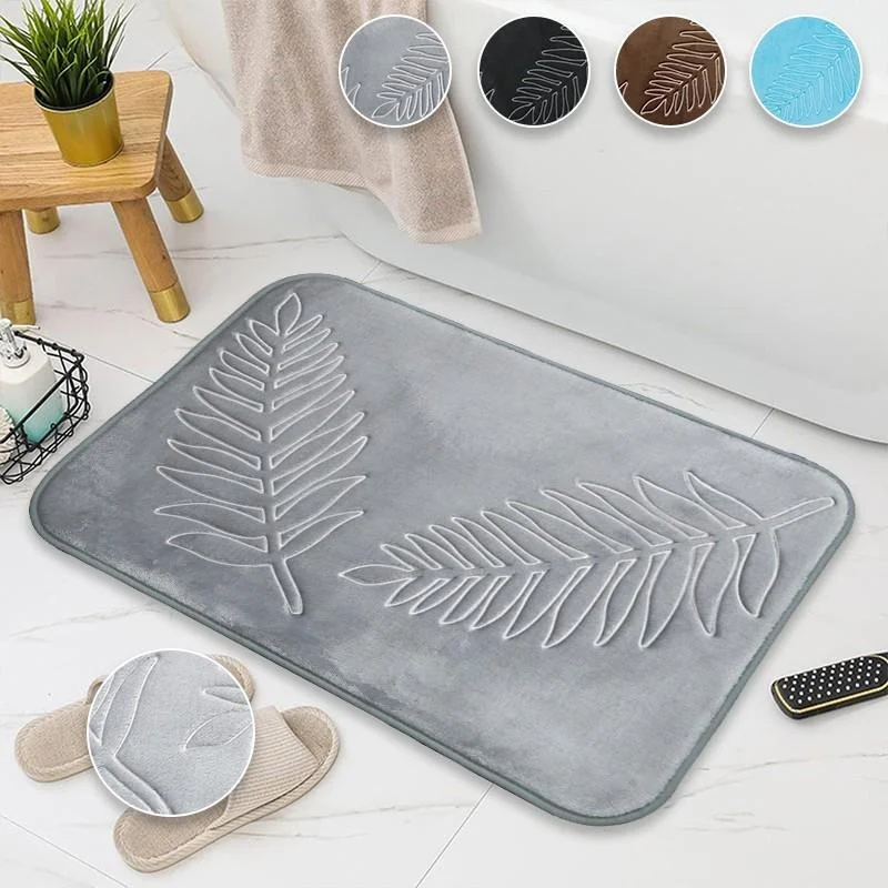 

Embossed Leaf Bath Mat Soft And Comfortable Quick Dry Shower Mat Thicken Toilet Floor Mat Water Absorbent Non-slip Washable Rug