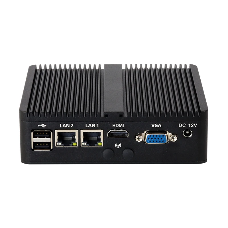 Fanless Mini PC Intel Celeron J6412 N2840 J1900 2x COM RS232 RS485 2x LAN 6xUSB HDMI VGA Mini PCIE SIM Slot Windows Linux