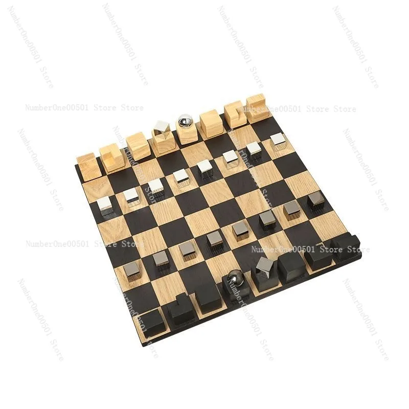 الإبداعية الحديثة الحد الأدنى الصلبة الخشب رقعة الشطرنج الشطرنج زخرفة مبيعات مكتب فندق منضدية مصمم الديكور الناعم #3