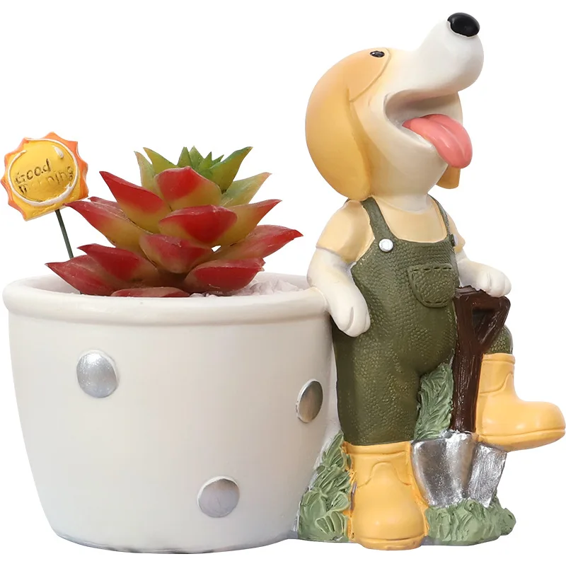

Cartoon Dog Figurine Succulent Plant Flower Pot Home Desktop Planter Vase Creative Design Succulent Pot Home Decor