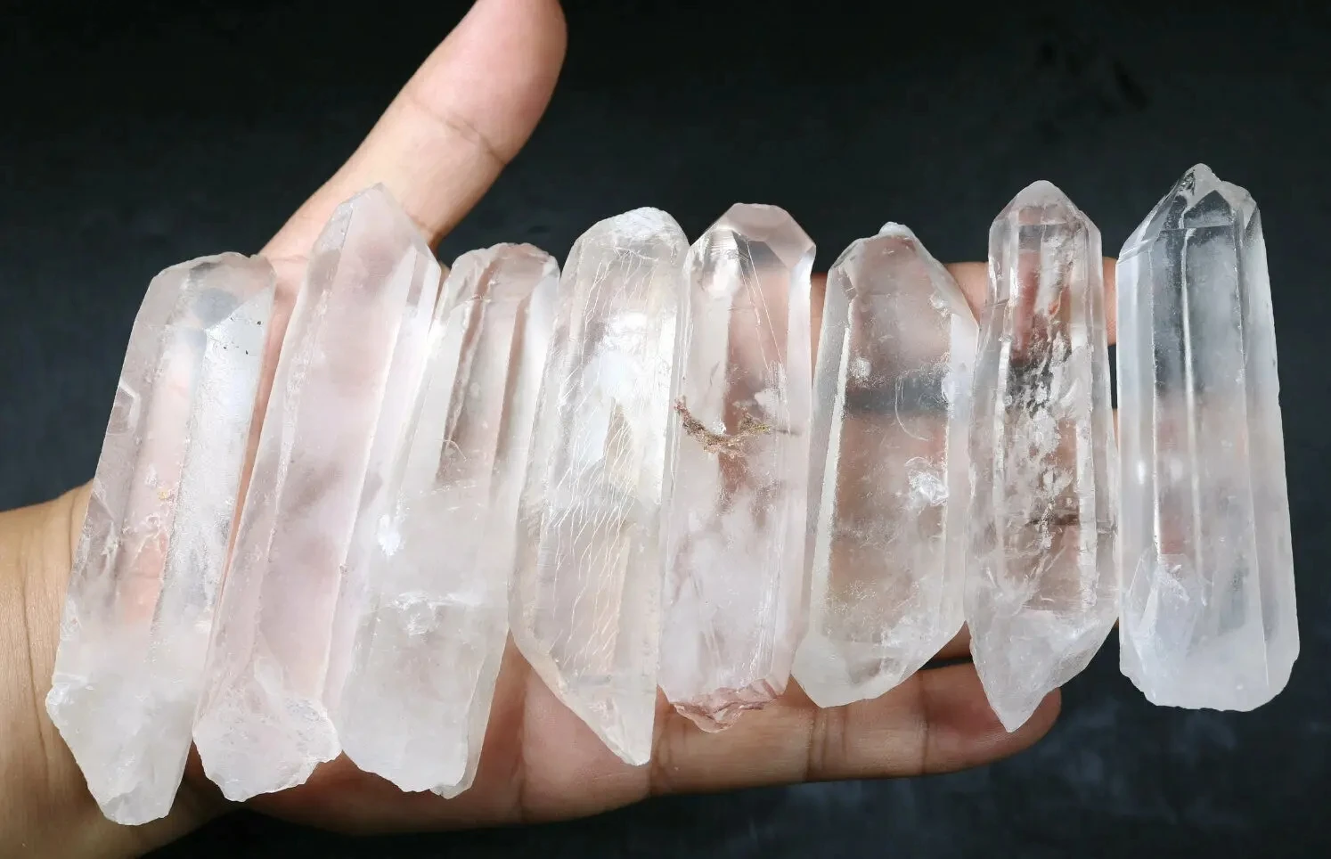 

Natural Clear Quartz Crystal Dot Tip Stick, Reiki Healing, 8Pcs