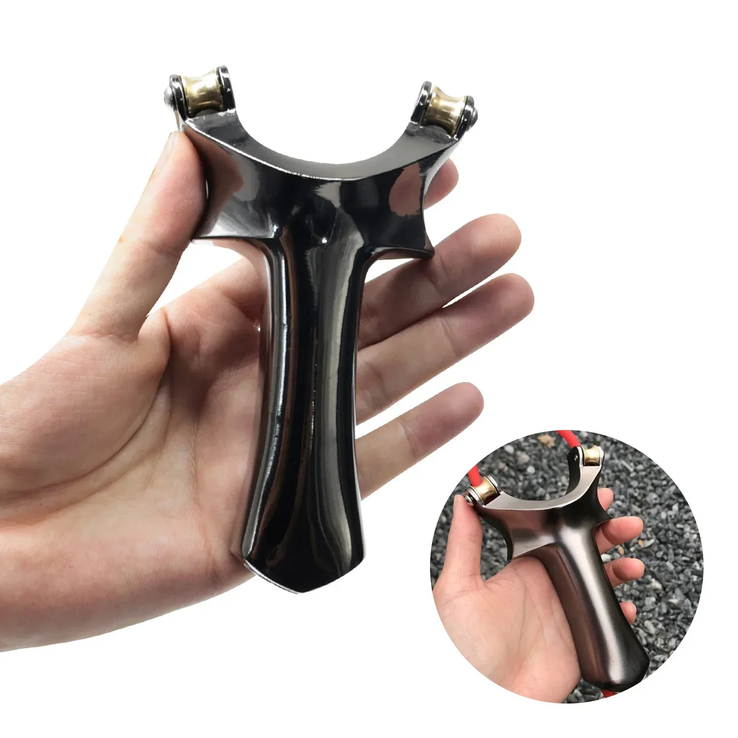 Silver Frosted Metal Pulley Composite Slingshot Simple and Practical Professional Metal Slingshot Shooting Player Dedicated