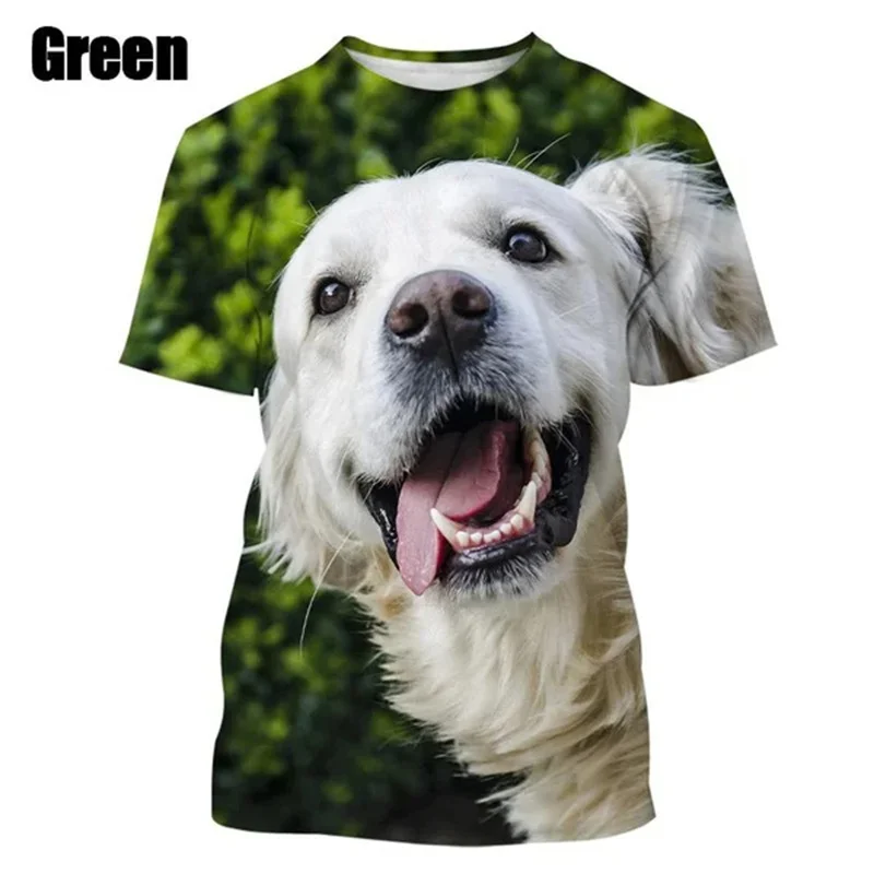 New Summer 3D Cute Animal Golden Retriever Printed T Shirt Children Fashion Harajuku Short Sleeves Funny Tee Shirts Tees Clothes