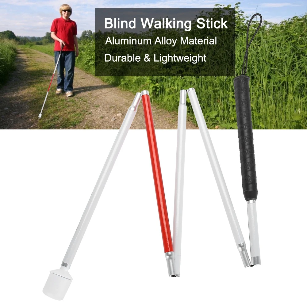 Blind Walking Stick Folding Cane Aluminum Alloy Foldable Reflective Blind Walking Stick Blind Cane Crutch Walking Stick