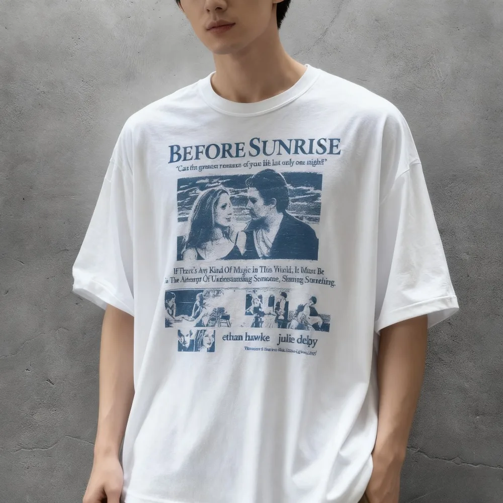 قبل شروق الشمس، إيثان هوك، فيلم كلاسيكي من التسعينيات، طراز قديم، تي شيرت فيلم للجنسين من القطن الخالص ملابس الشارع الشهير/تي شيرت #1