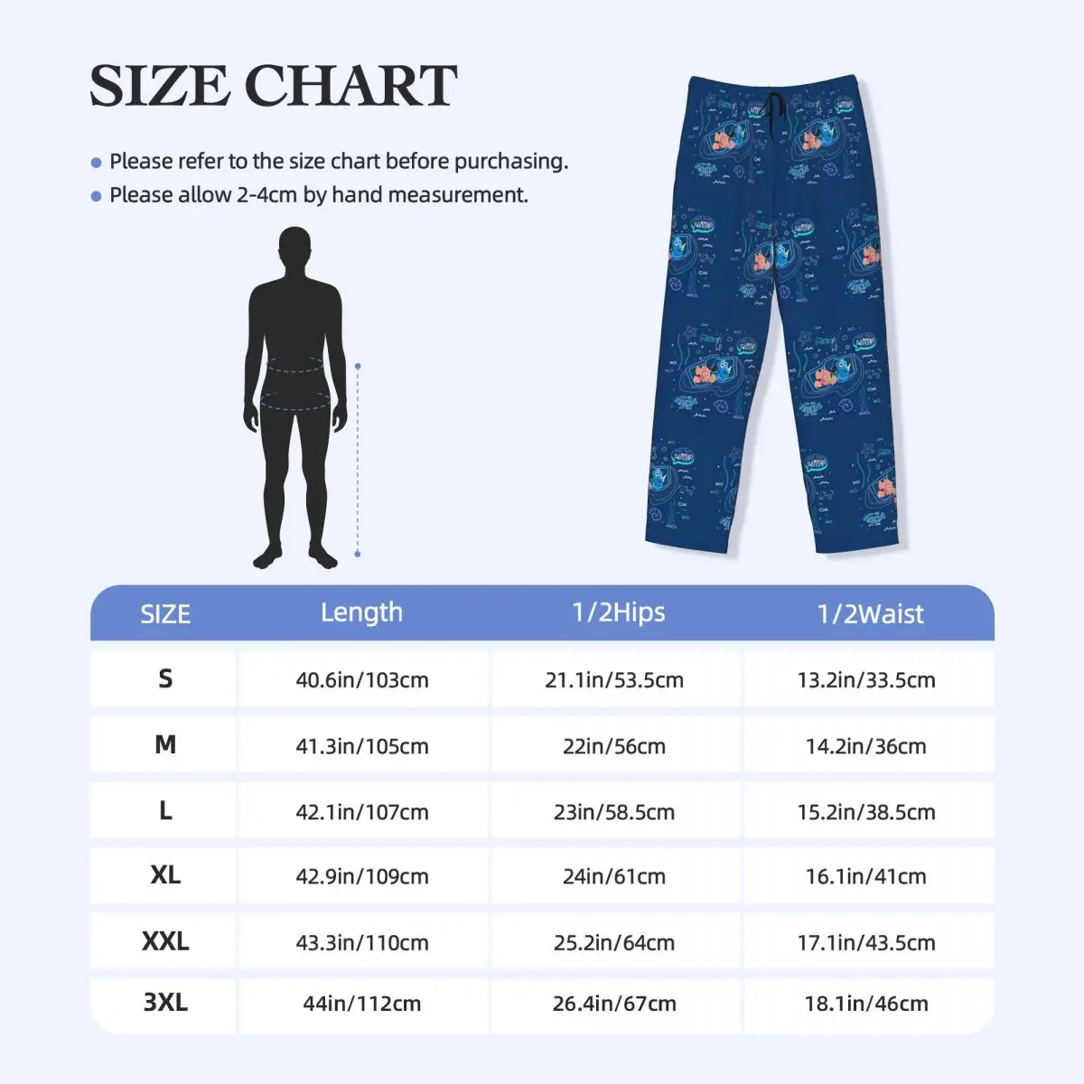Custom Men's Finding Nemo Pajama Pants Printed Adventure Cartoons Sleep Sleepwear Bottoms with Pockets